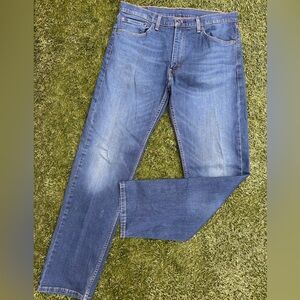 Levi’s Men 505 Regular Fit Classic Casual Straight Dark Denim Blue Jeans 36x34